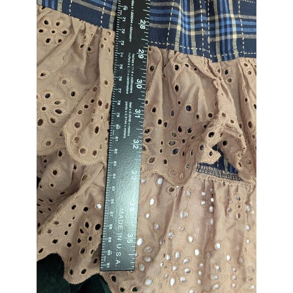 Paisley Vine Women Plus 2XL Plaid Long Sleeve Eyelet Ruffle Lace Shirt Button Up - Picture 15 of 15